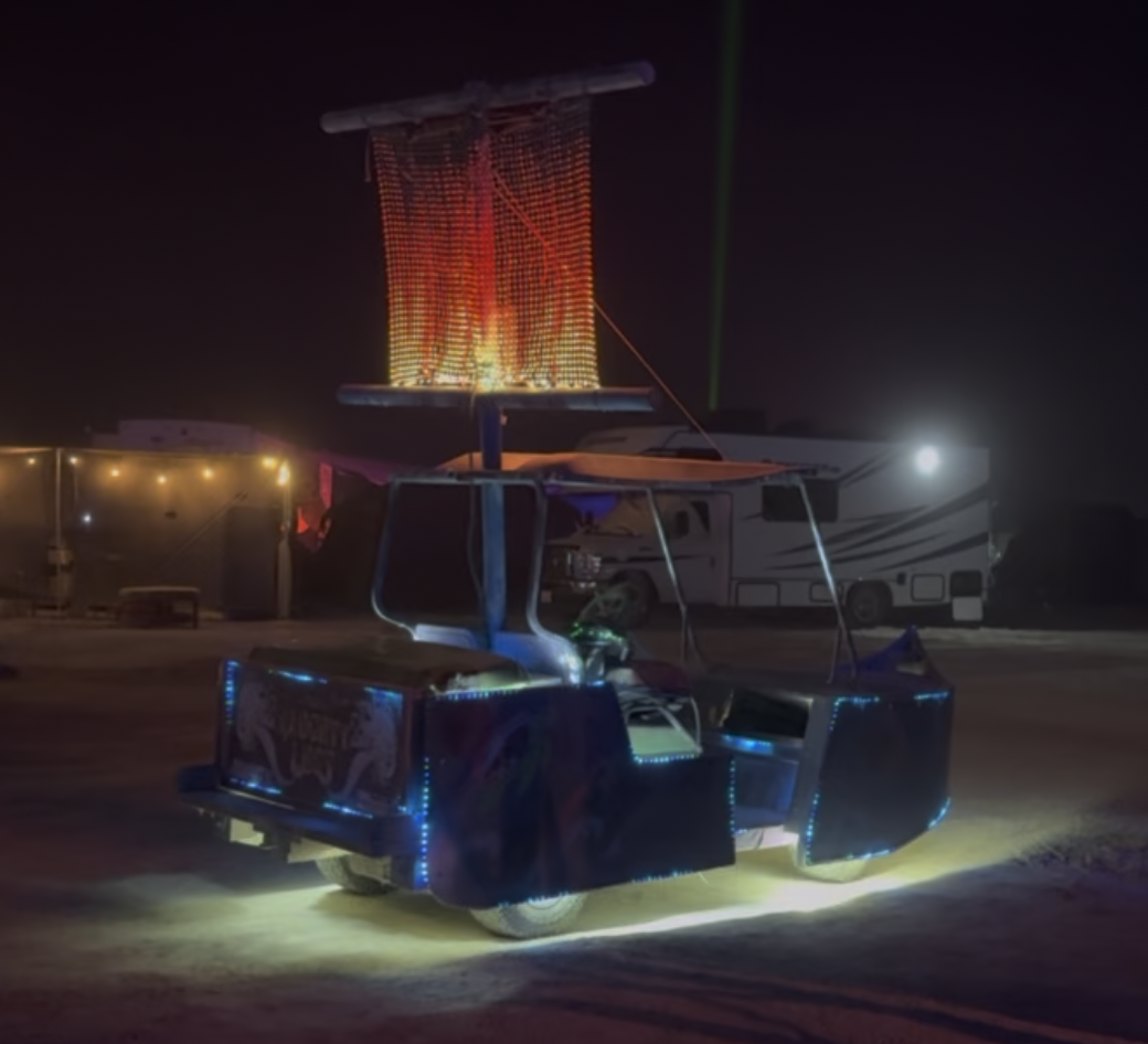 small pirate ship mutant vehicle at night